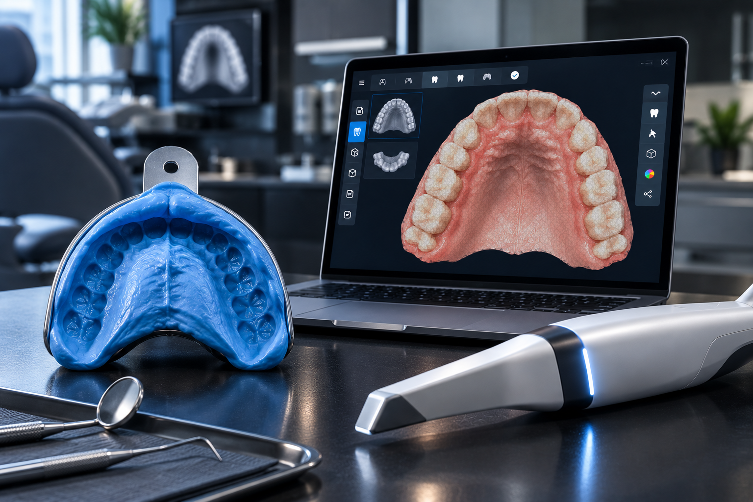 Empreinte numérique d'une arcade maxillaire sur scanner intra-oral